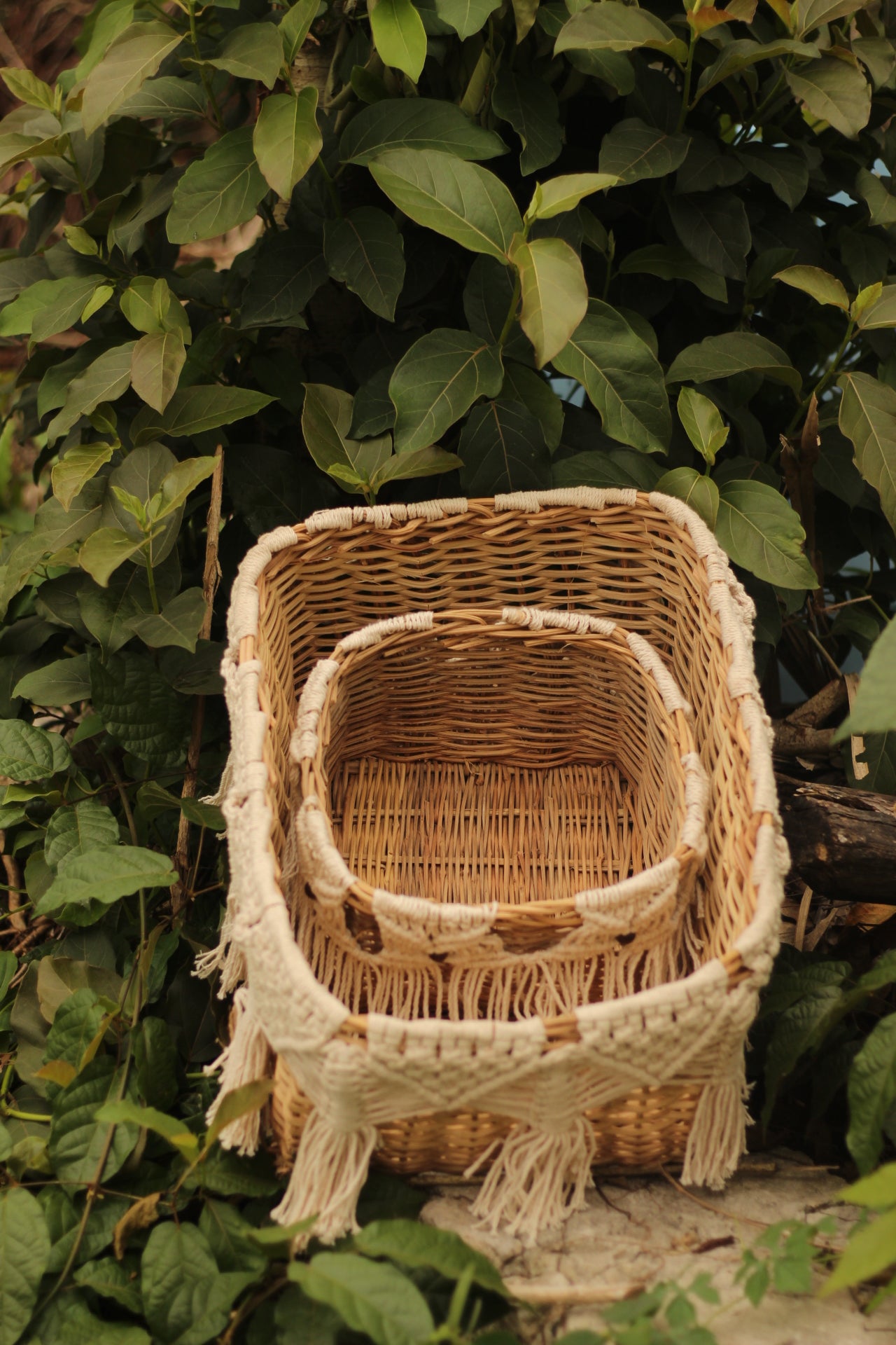 Square basket with macrame CHO