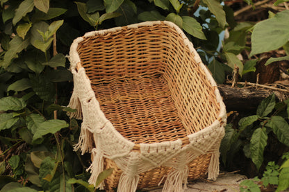 Square basket with macrame CHO